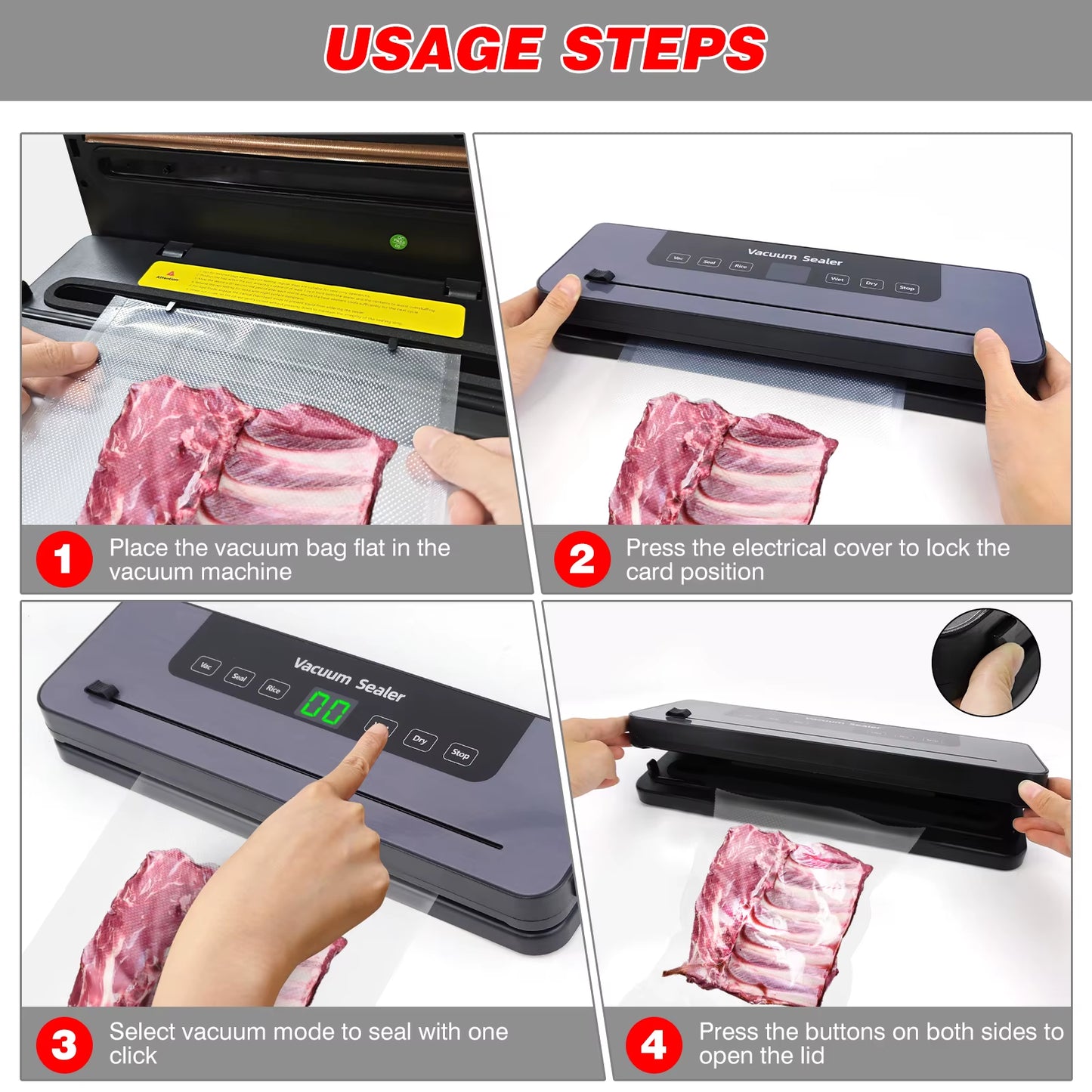 Vacuum Sealer, Food Sealing Machine with Built-In Cutter & Vacuum+10 Vacuum Bags