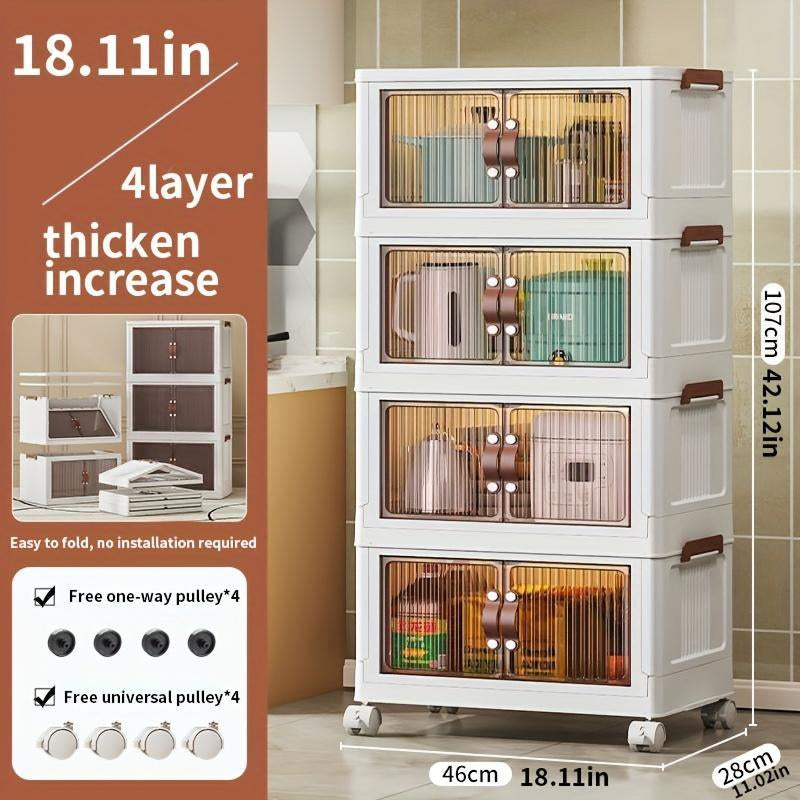 Versatile Foldable Stackable Storage Box with Front Opening Lid, Wheels & Organiser Cover - Perfect for Home & Office!