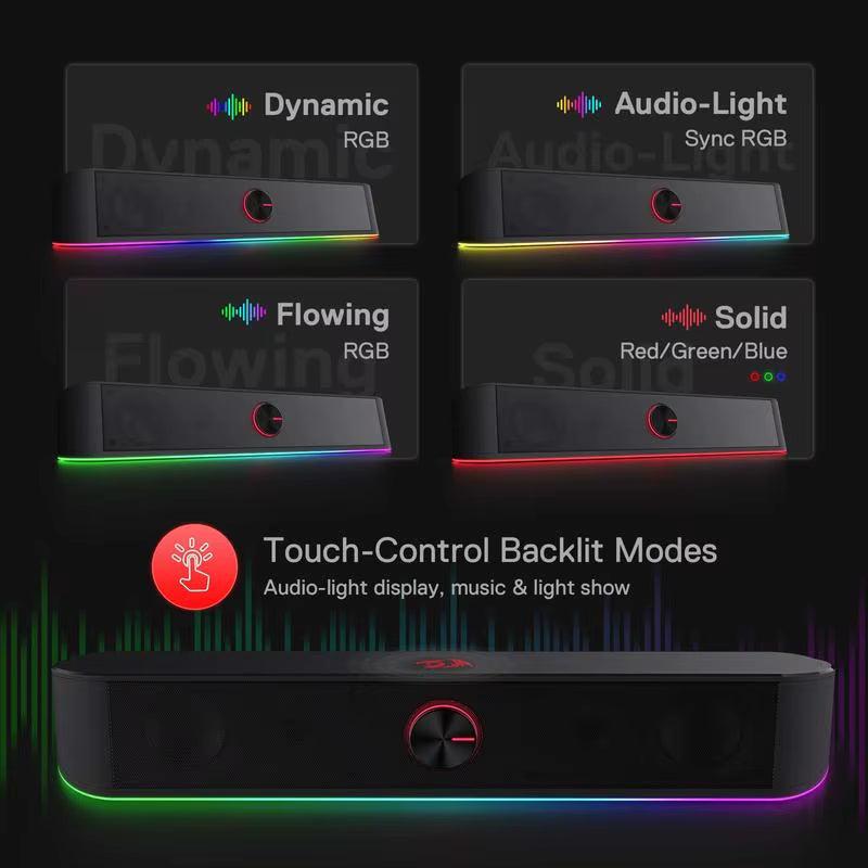RGB USB Desktop Soundbar - 2.0 Channel Computer Speaker with Dynamic Audio-Light Sync