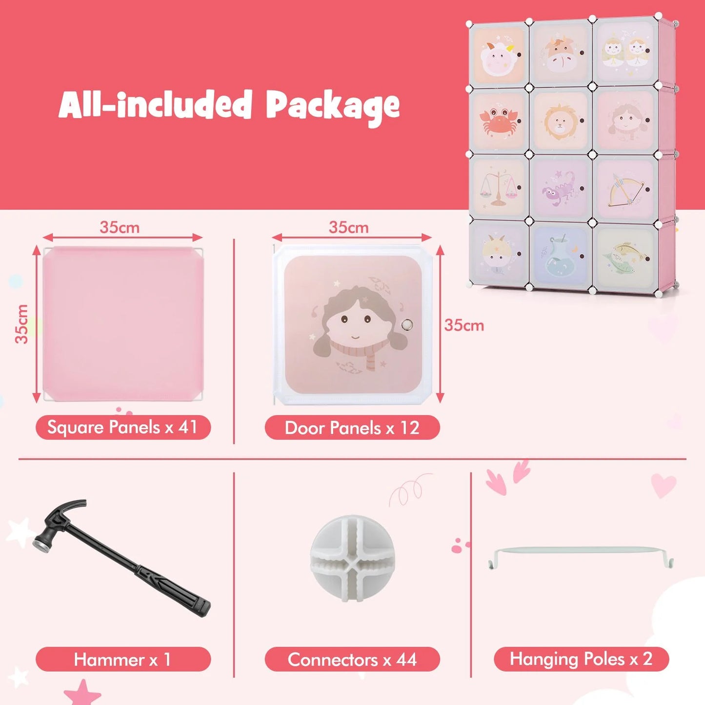 12-Cube Wardrobe for Children - Stylish Baby Dresser and Kids Bedroom Armoire