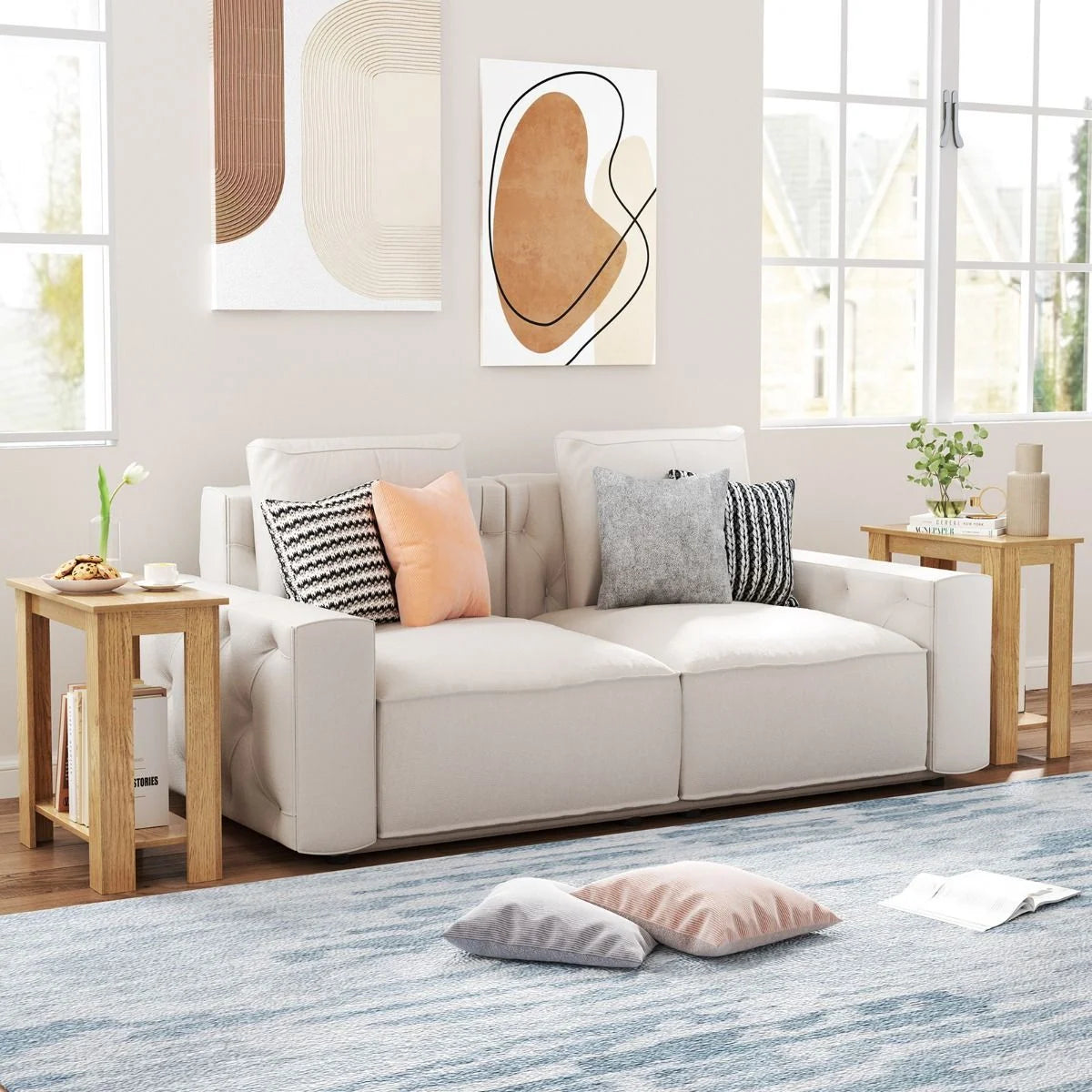 2-Tier End Table with Storage Shelf Ideal for Compact Spaces
