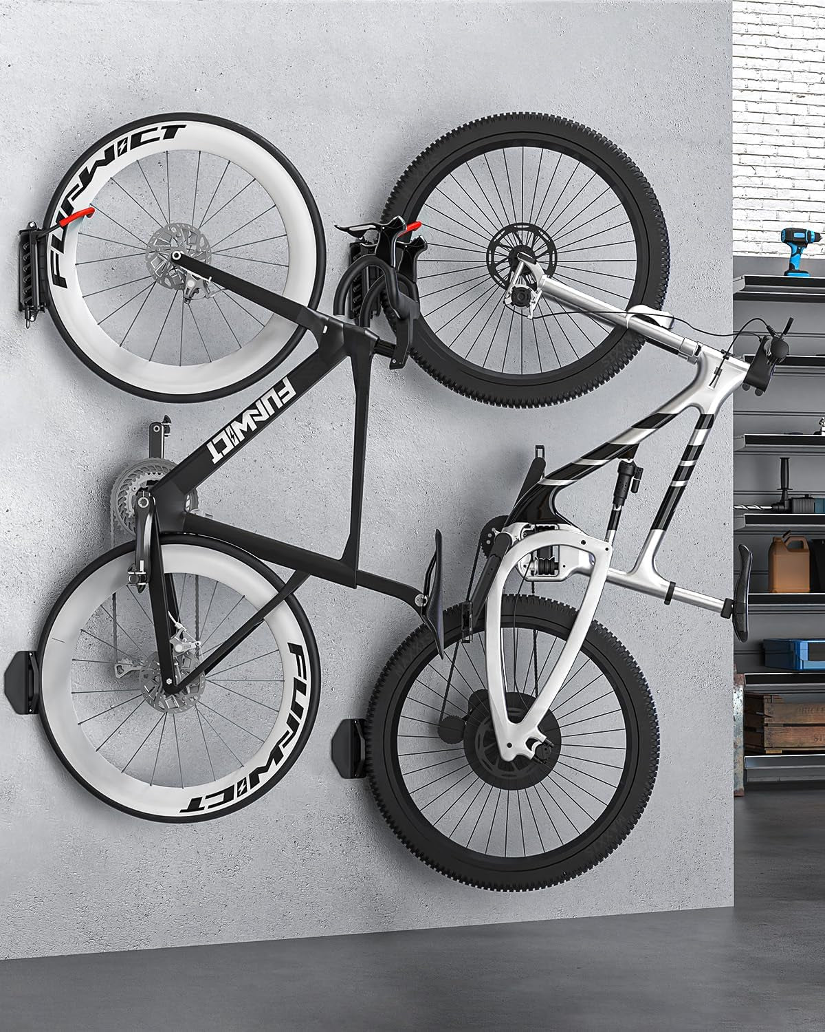 Maximize Your Space with Our Heavy-Duty Swivel Wall-Mounted Bike Storage Rack - Supports Bikes Up to 66 lbs for Indoor and Garage Use
