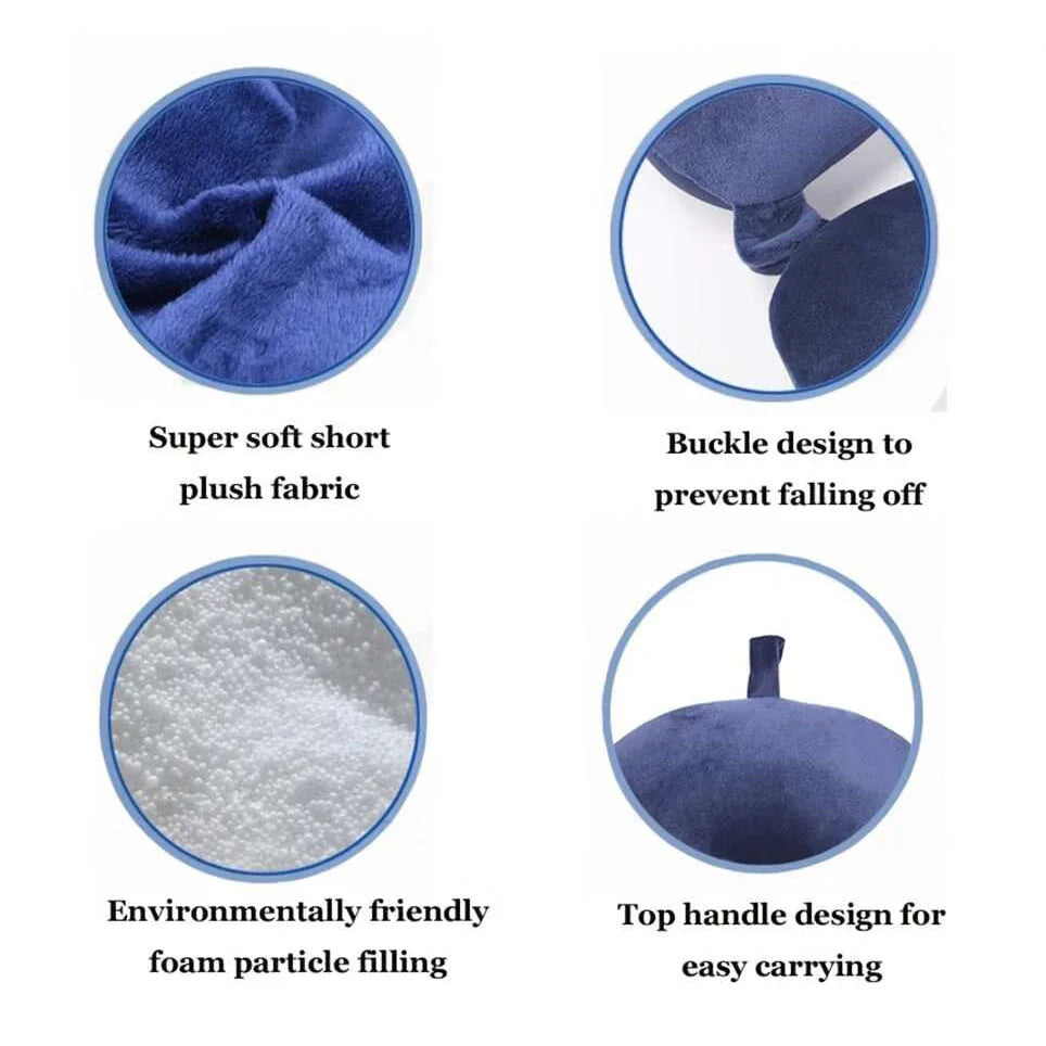 1Pc Travel Pillow Neck Pillow Airplane Pillow Traveling Car Home Office Travel Neck Flight Pillow Snap Strap Soft Cover