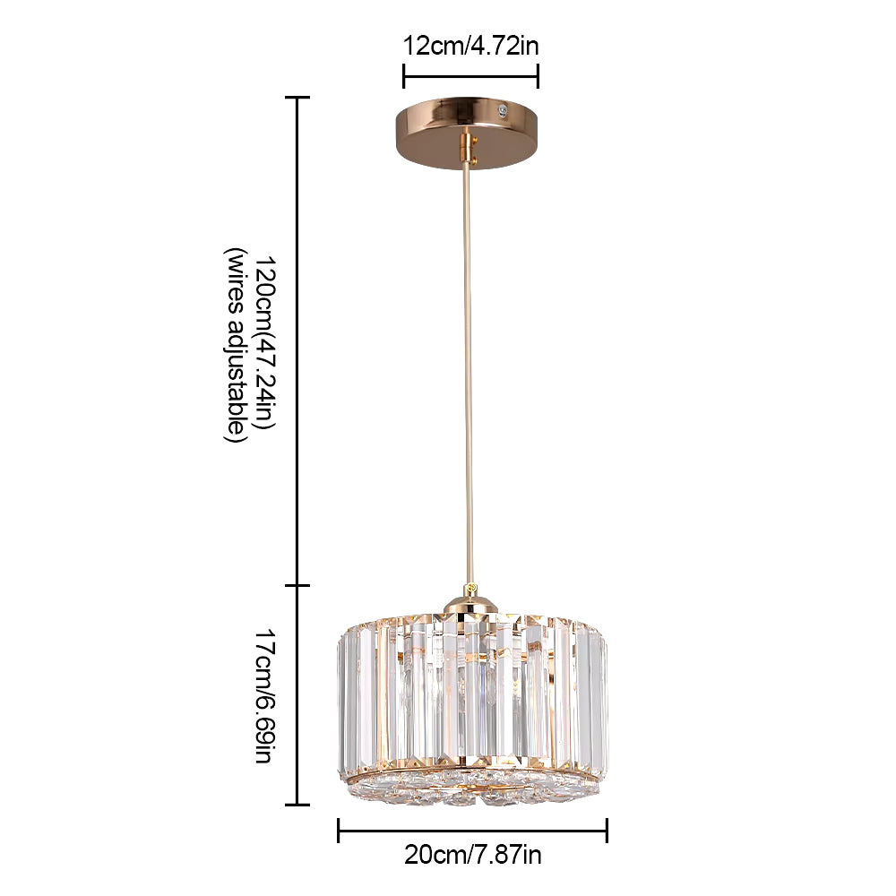 Elegant Gold & Black Crystal Mini Pendant Light - Adjustable Modern Luxury Fixture for Dining Room & Bathroom