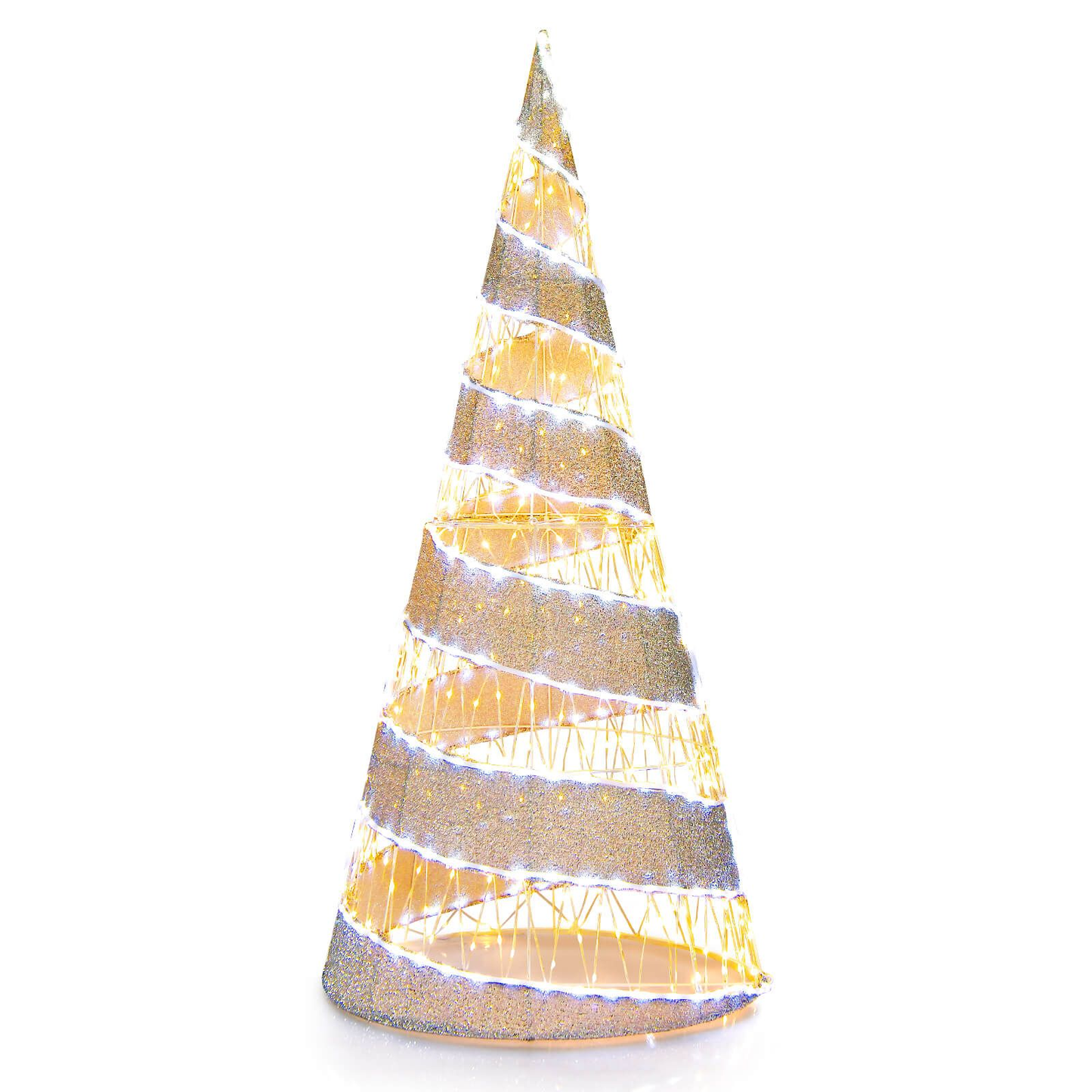 5FT Pre-Lit Christmas Cone Tree with Warm White & White LED Lights