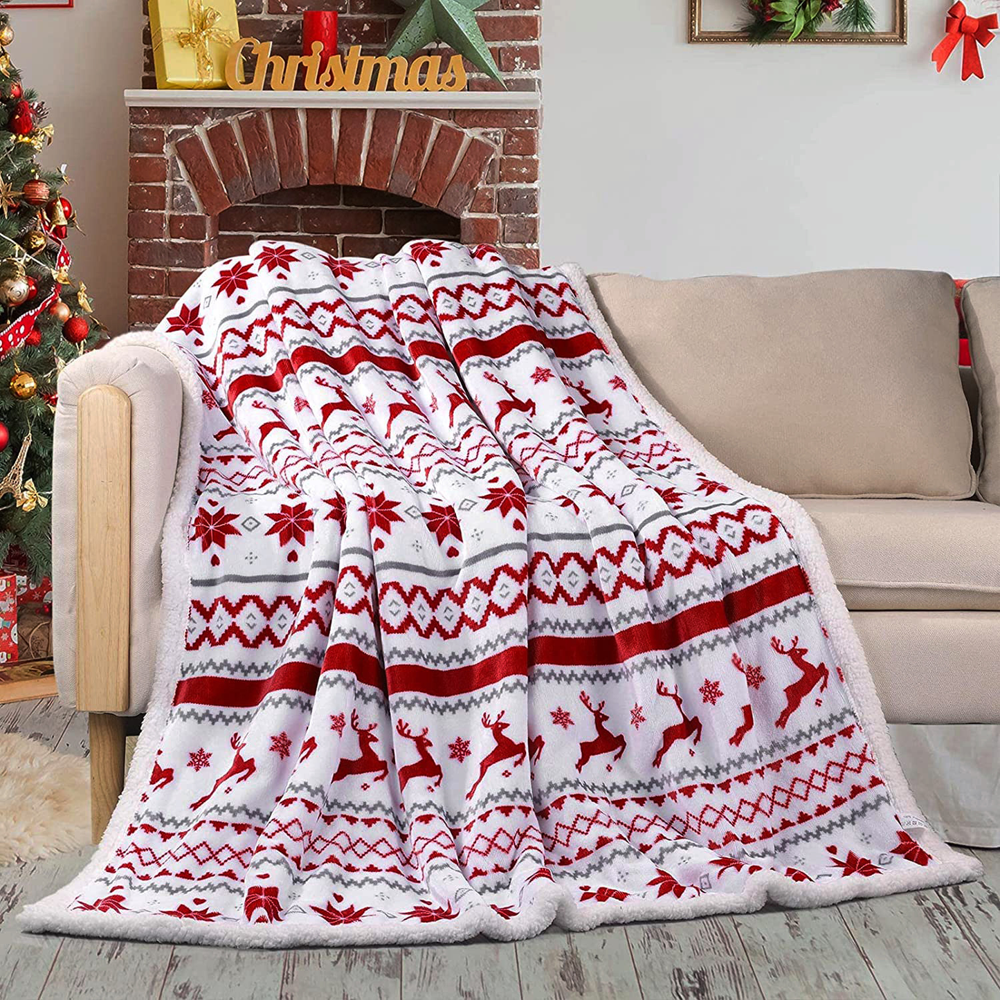 Flannel Christmas Blanket Double Layer