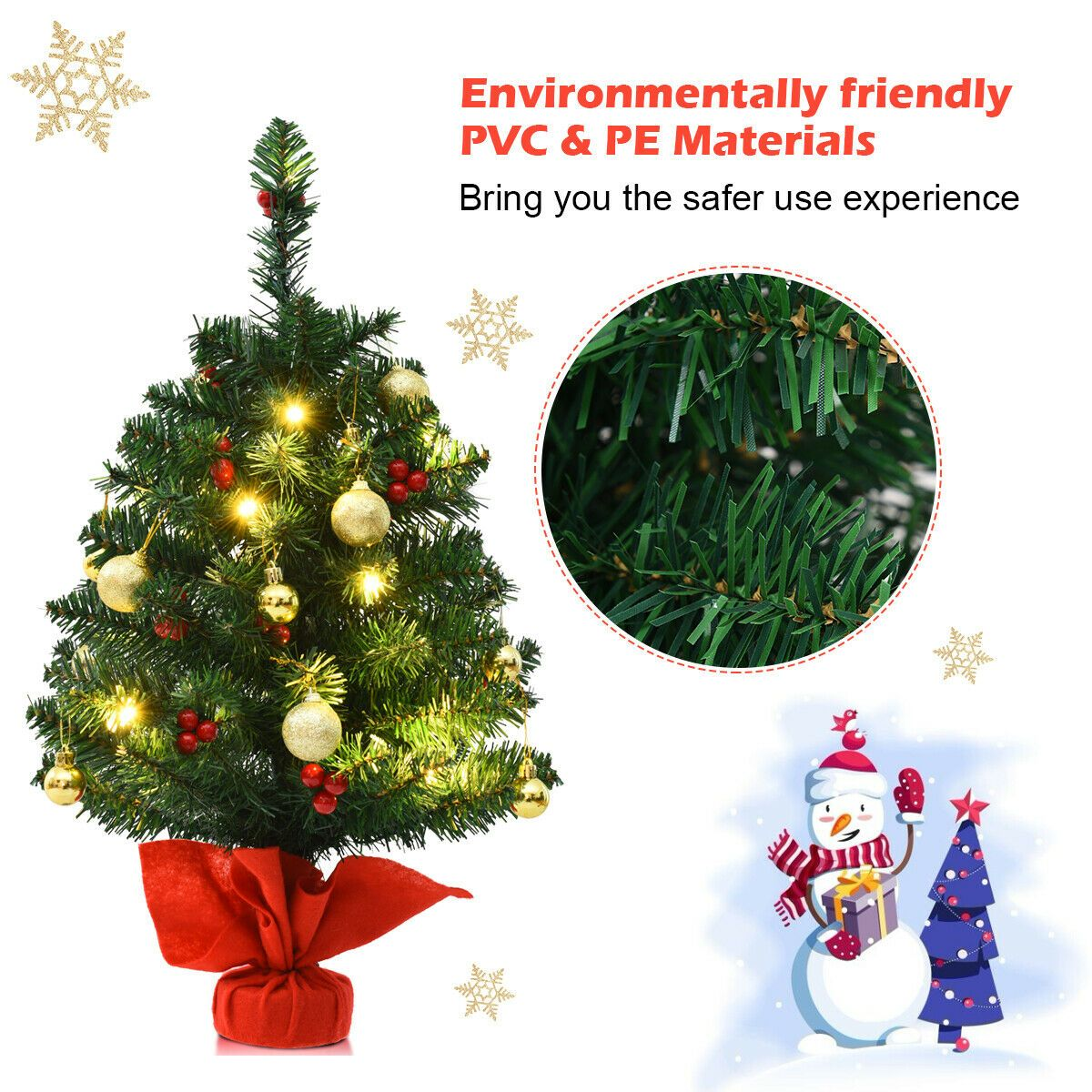 2FT PVC Christmas Tree with LED Lights - Perfect Holiday Decoration!