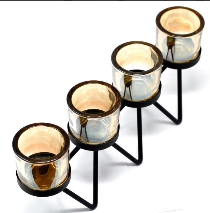 Centrepiece Iron Votive Candle Holder - 4 Cup Zig Zag
