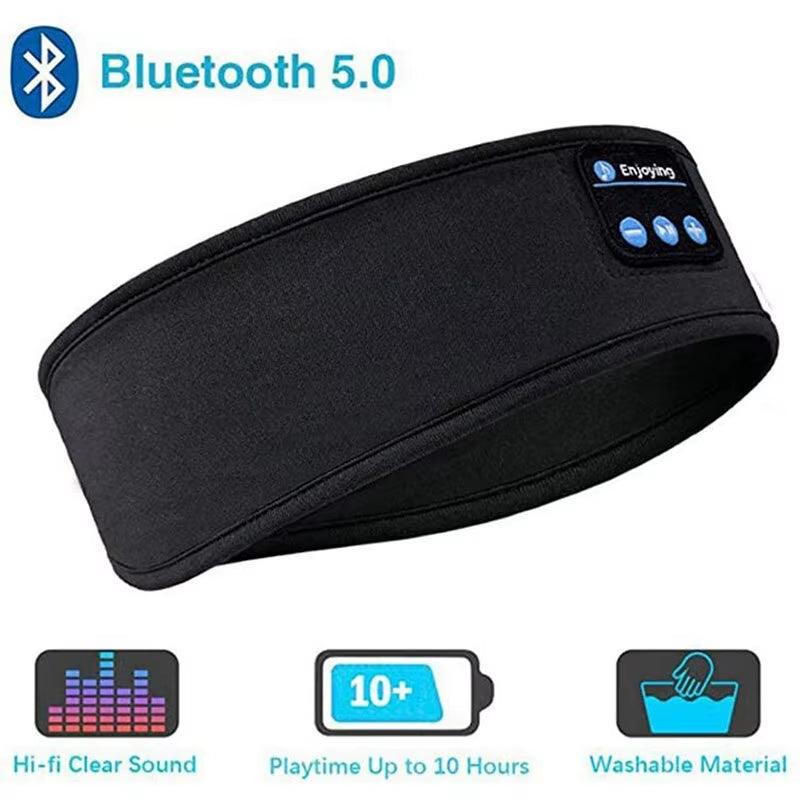 HomesshopUK wireless Bluetooth sports headband earphones with control panel and feature icons.