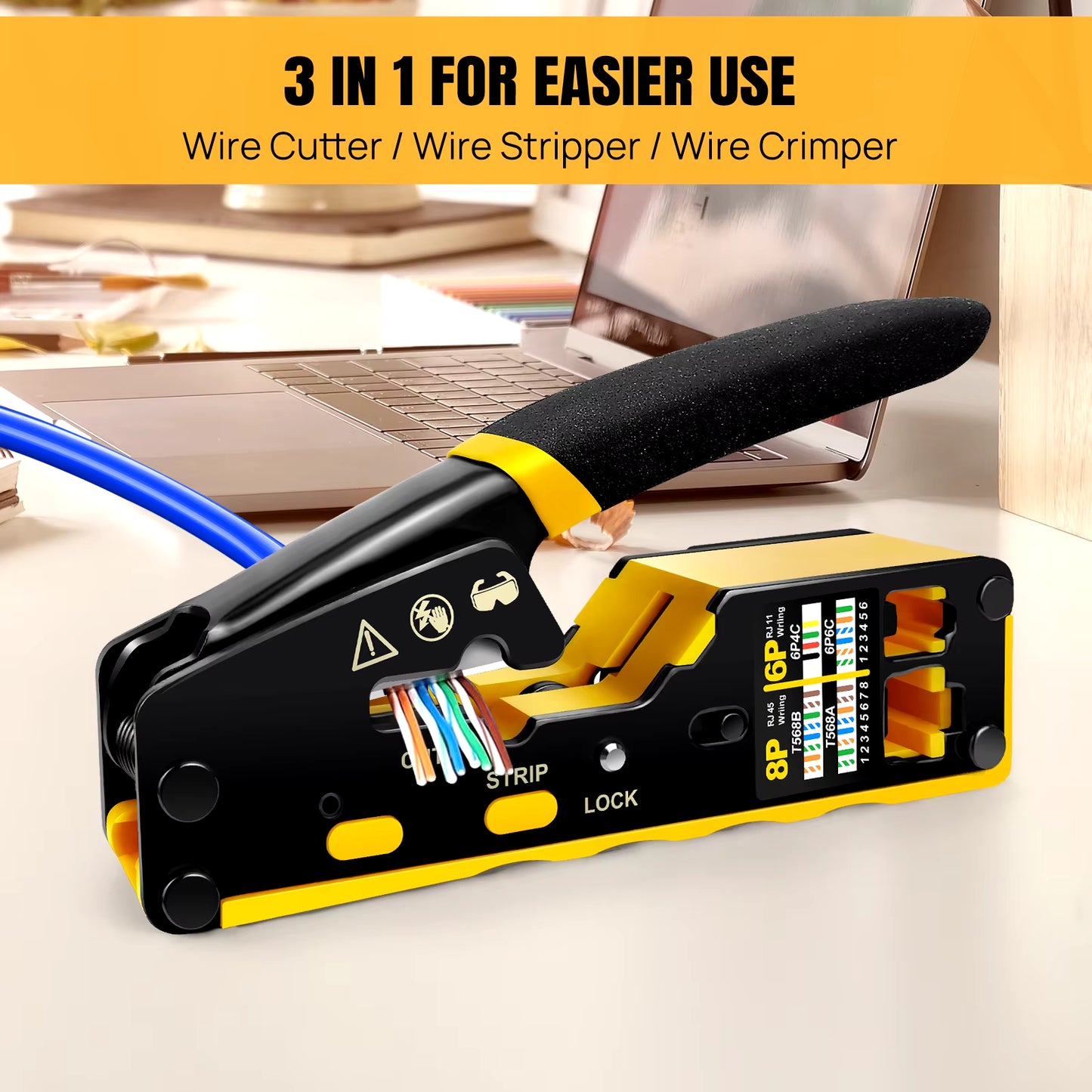 3-in-1 RJ45 Crimp Tool Kit for CAT5/CAT5E/CAT6 - Crimp, Cut & Peel with Ease!