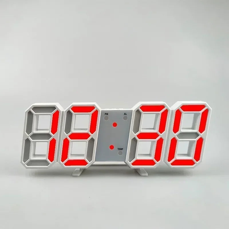 Sleek 3D LED Digital Alarm Clock - Stylish Wall Clock with Time, Date & Temperature for Home, Kitchen & Office Decor