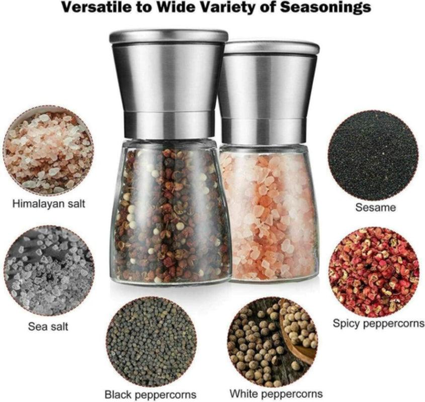 My Store 2X stainless steel salt and pepper grinder set with various seasoning options