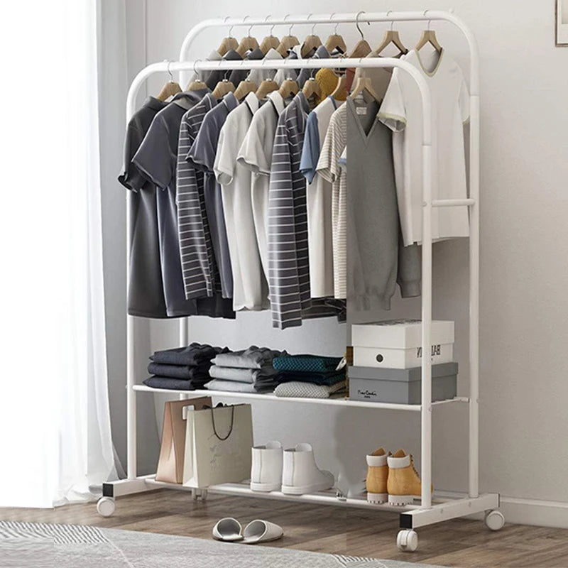 1.5M Large Clothes Rack Double Rail with Shoes Rack