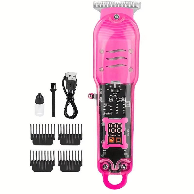 Professional Transparent Body Electric Hair Clipper - USB Rechargeable Trimmer for Men, Perfect Holiday Gift!