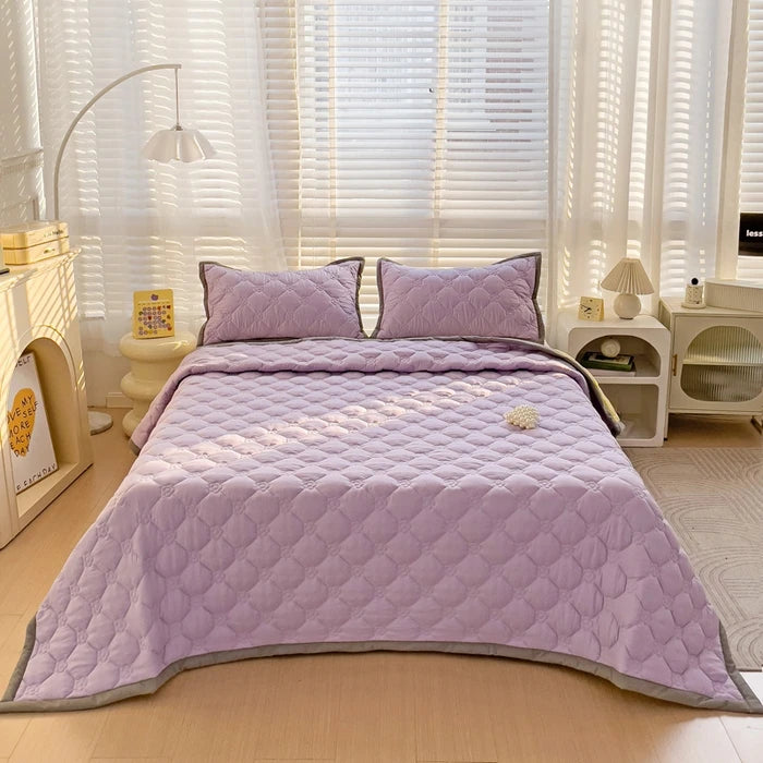 Quilted Bedspread Plaid Style Bed - Linen