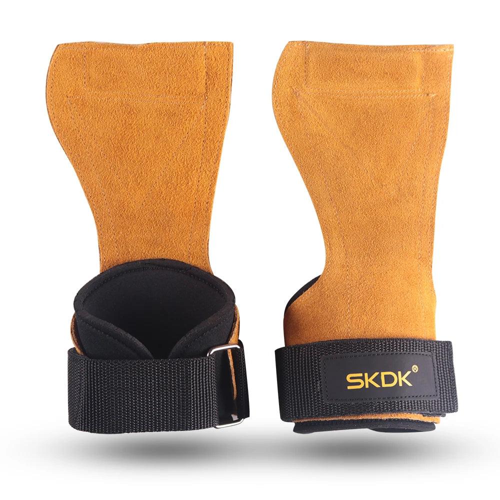 HomesshopUK cowhide palm guards weightlifting gym grips with adjustable wrist straps