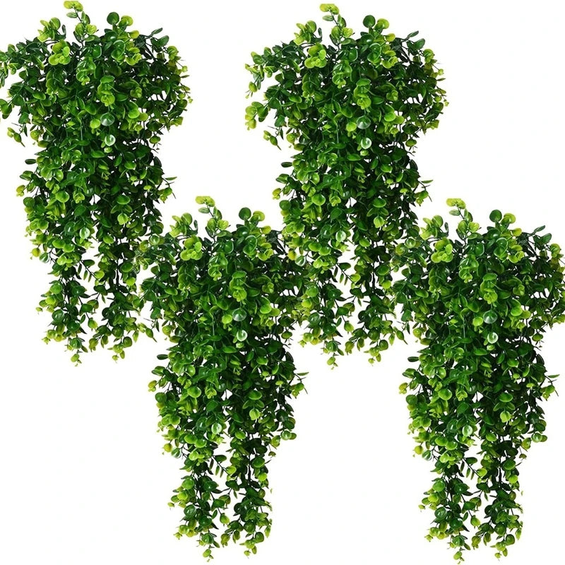 Green Artificial Eucalyptus Vine Wall Hanging Fake Plants Vine for Home Room Decor Garden Wedding Decoration Outdoor Ornament