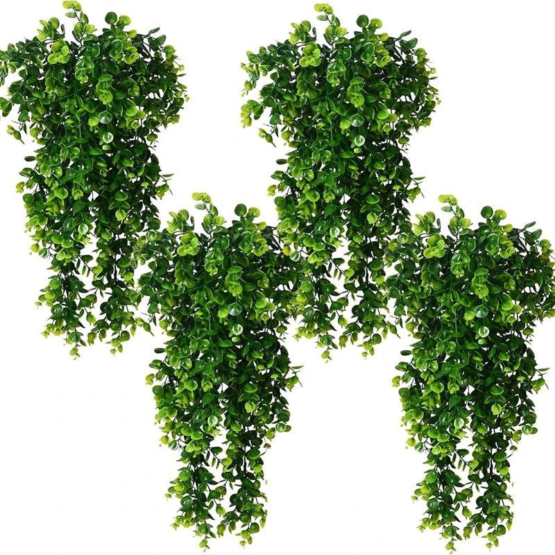 Green Artificial Eucalyptus Vine Wall Hanging Fake Plants Vine for Home Room Decor Garden Wedding Decoration Outdoor Ornament