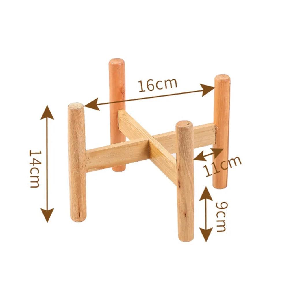 Wooden flowerpot holder by HomesshopUK with dimensions: 16cm wide, 14cm high, and 11cm deep.