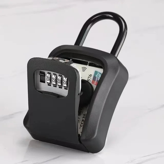 Upgraded Wall Mounted Secure Key Safe with Key Lock Box Key Storage with 4-digit Password Lock House Key Anti theft Key Hider