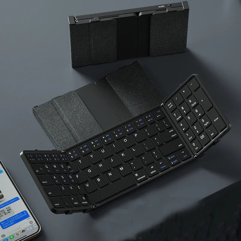 BOW Foldable Bluetooth Keyboard Rechargeable Wireless Keyboard Folding 2.4G Keyboard for iPhone ipad Laptop Desktop