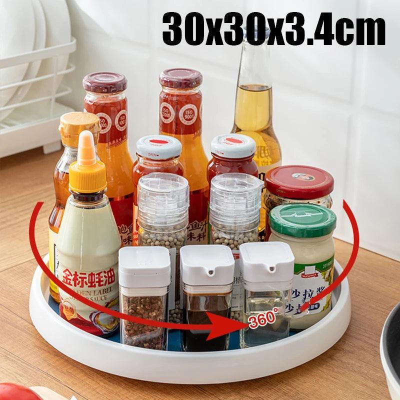 1/4Pcs 360 Rotatable Anti Sliding Kitchen Condiment Rotatable Storage Rack Tableware Cabinet Round Multi Functional Storage Rack