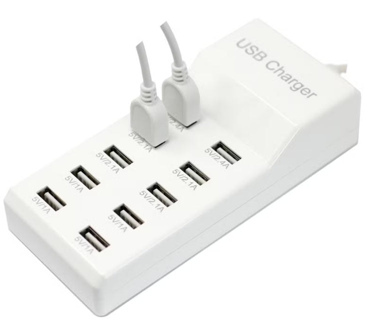 10-way USB Charger - Travel accessory with 2-pin power connection (EU)