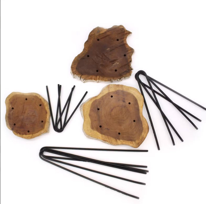 Set of 3 Gamal Wood Plant Stands - Whitewash only