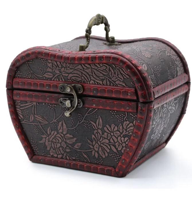 Apple 1920's style decorative storage box with red trim and floral patterns by HomesshopUK