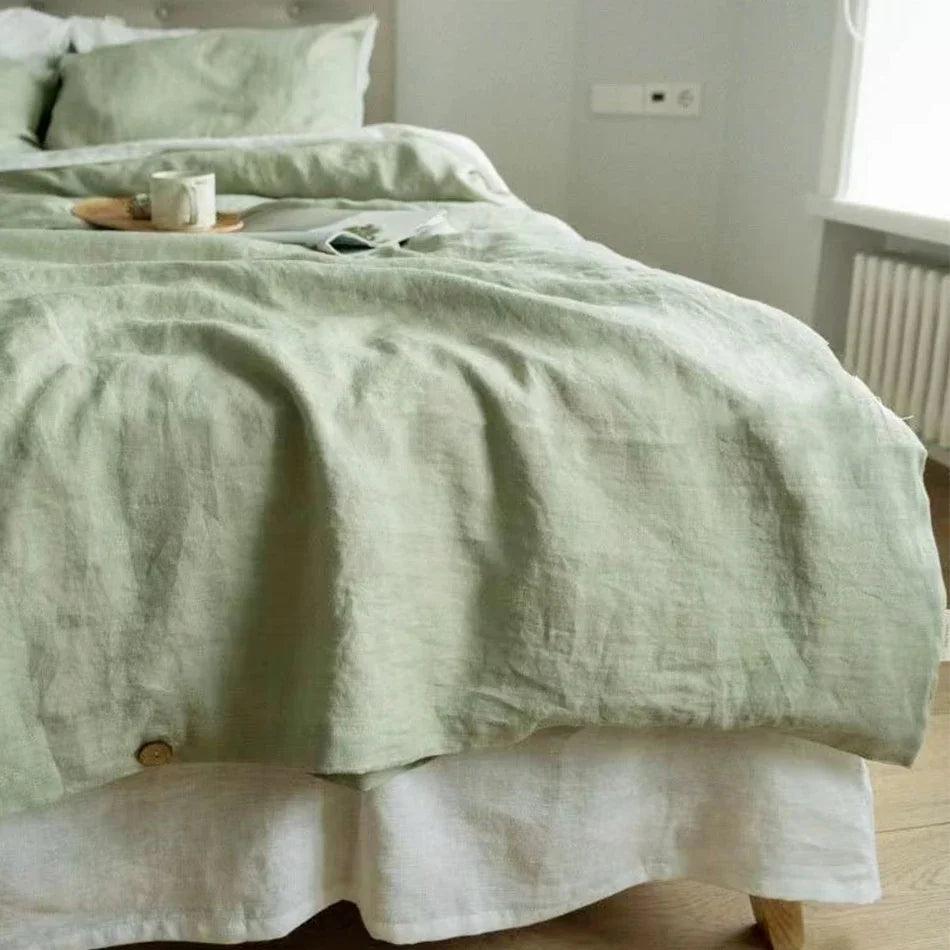 100% Linen Bed Duvet Cover Stone Washed France Linen Solid Color Breathable Pillowcase Home Textiles Bedding