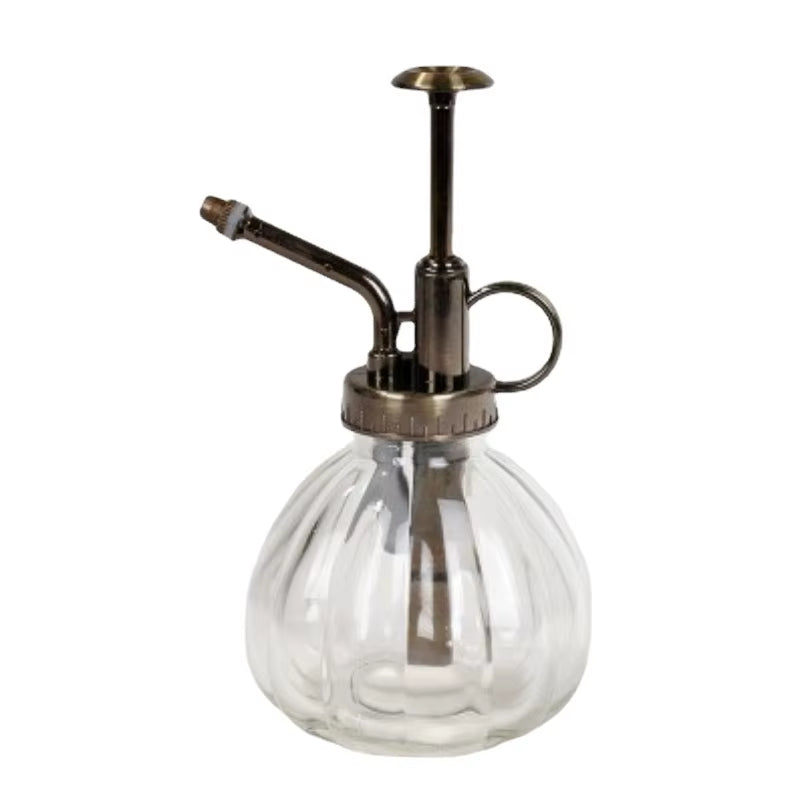 1 PC Glass Watering Can Pot Vintage Plant Mister Pressure Sprayer Retro Pumpkin Spray Bottle Imitation Bronze Sprinkler