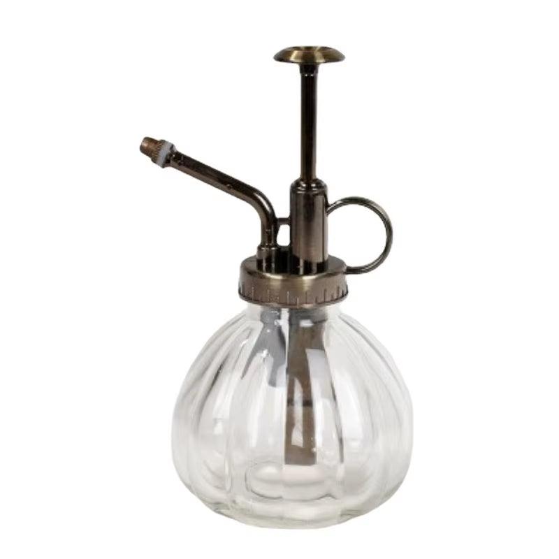 1 PC Glass Watering Can Pot Vintage Plant Mister Pressure Sprayer Retro Pumpkin Spray Bottle Imitation Bronze Sprinkler