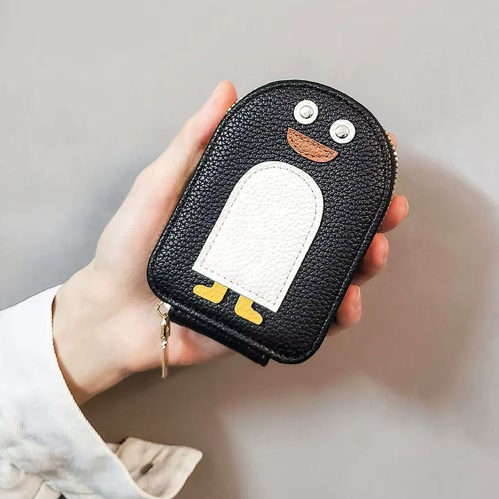 Cute Cartoon Penguin Credit Card Holder Organ Style PU Coin Purse Multi-Card Business Card Holder