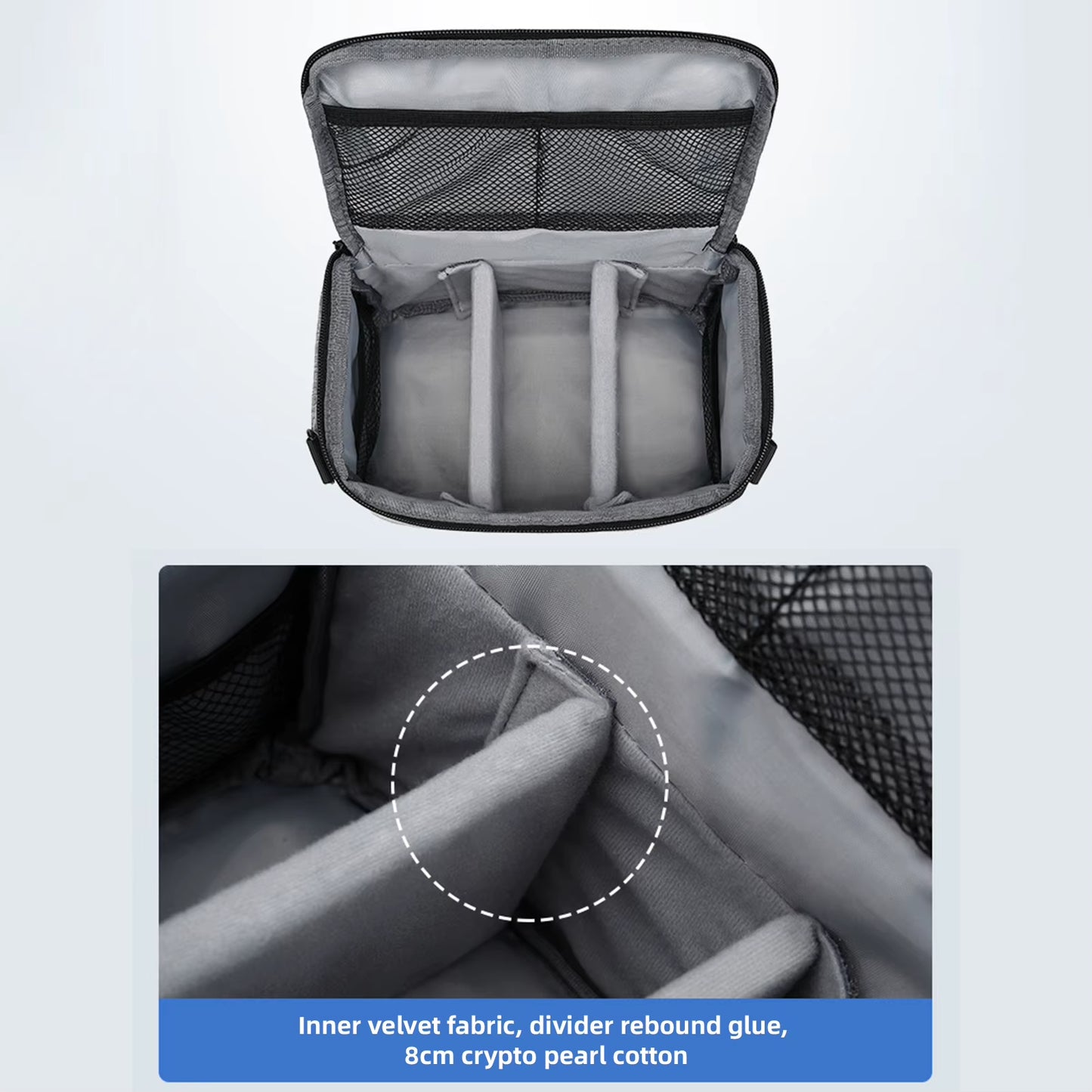 Stylish Cuboid DSLR Camera Shoulder Bag - Portable Polyester Case for 1 Camera, 2 Lenses & Accessories