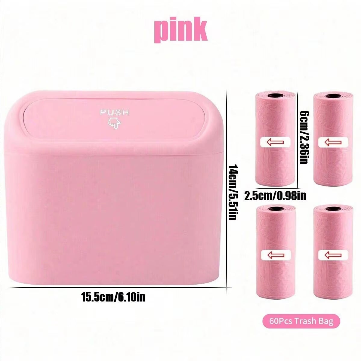 Car Trash Can with Lid - 4 Rolls of Garbage Bag, Leak-Proof, Portable Hanging Trash Can for Vehicle Organization