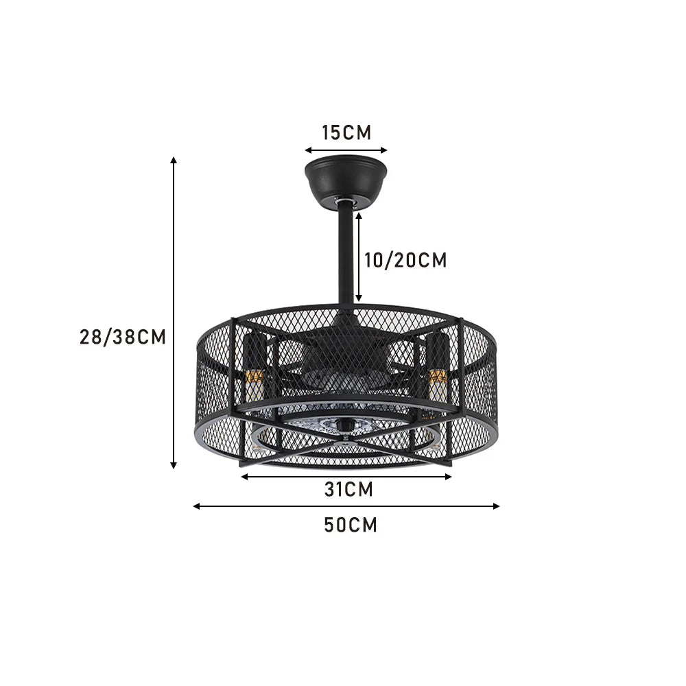 Sleek Black Industrial style Ceiling Fan with Integrated Lighting