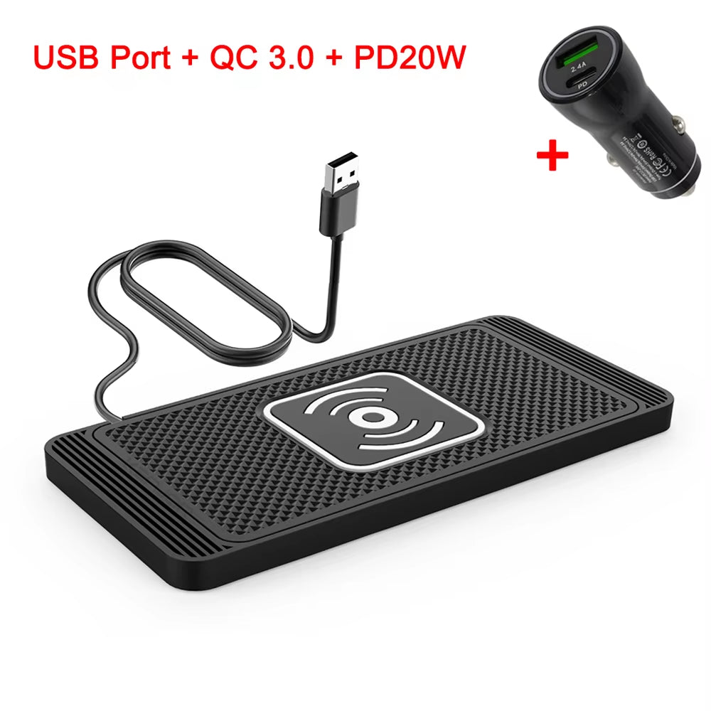 Ultimate Car Wireless Charger Pad - Non-Slip Silicone Fast Induction Charging for iPhone 15/14/13/12, Samsung S24/S23, Xiaomi