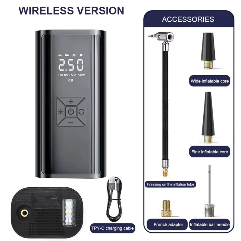 Wireless Car Air Compressor - Portable Electric Tire Inflator