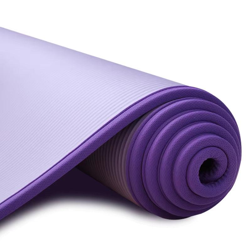 Rolled up 10mm extra thick purple NRB non-slip exercise mat by HomesshopUK