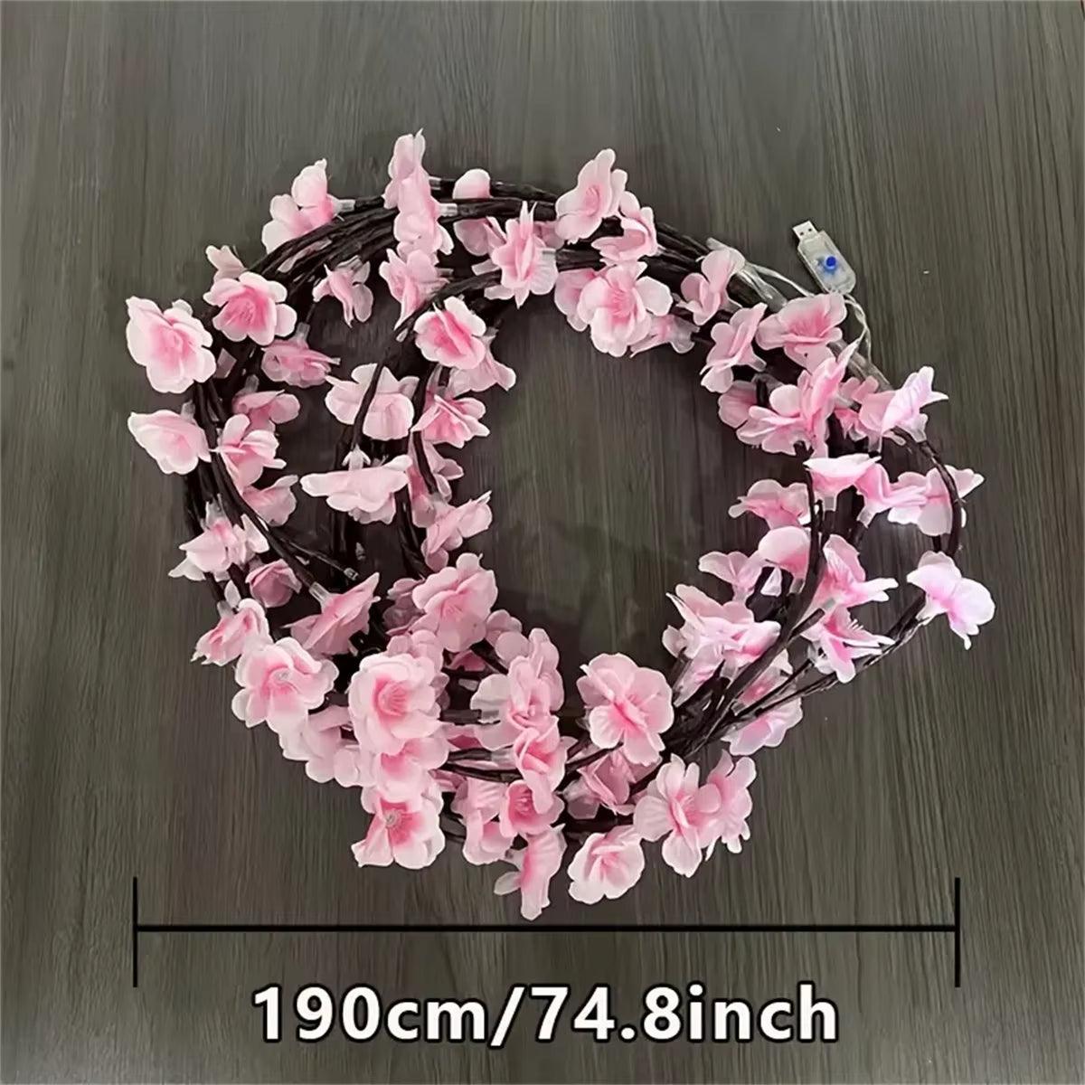 Cherry Blossom 96 Led USB Tree Branch Rattan Lights 8 Modes Colorful String Lamp Decoration