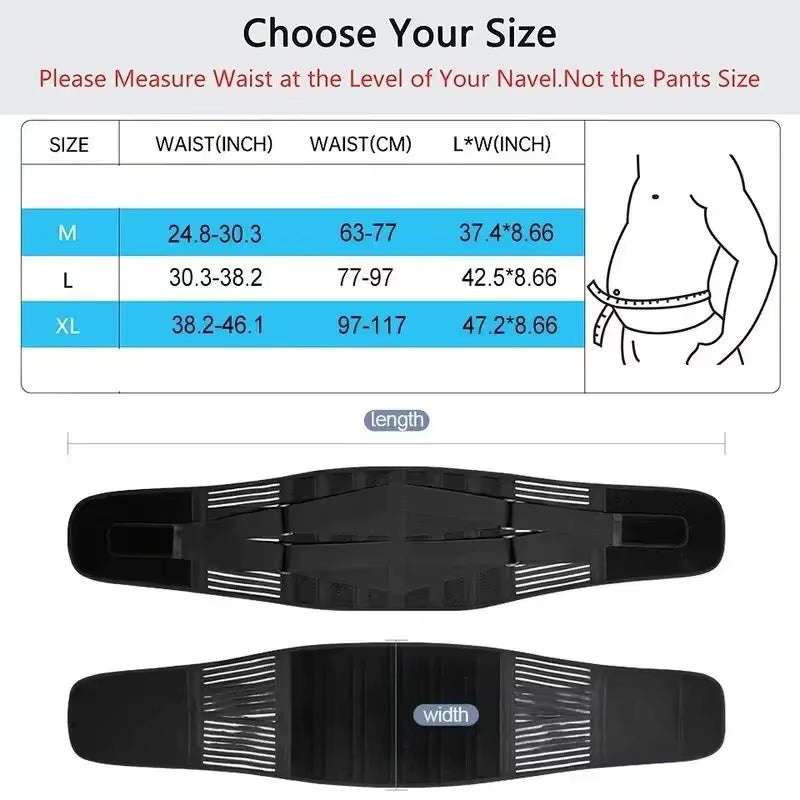 Adjustable Lower Back Brace - Breathable Lumbar Support Belt for Pain Relief and Spine Decompression