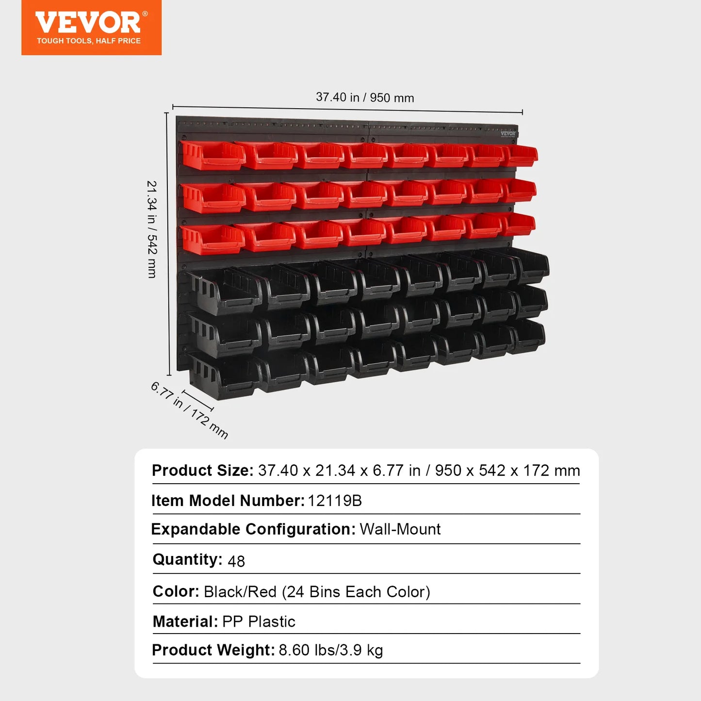 Maximize Your Space with Our Wall Mounted Storage Bins - 30/48 Bin Parts Rack Organizer for Garage, Tools, and More!