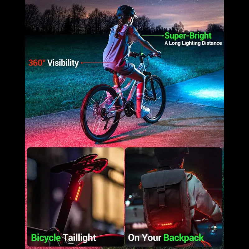 Victoper Bike Light, High Lumens Super Bright Bicycle Lite, 6+4 Modes USB Rechargeable Bike Headlight & Taillight Set