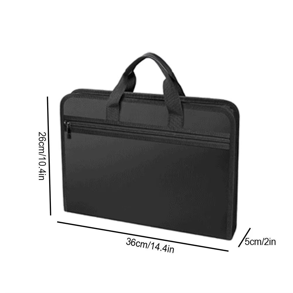 A4 Zipper File Bag Waterproof Fireproof Document Bag Foldable Accordion File Pouch Large Capacity Document Storage Bag