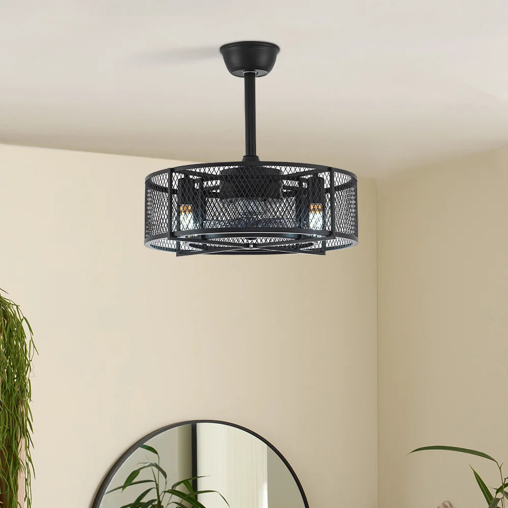 Sleek Black Industrial style Ceiling Fan with Integrated Lighting