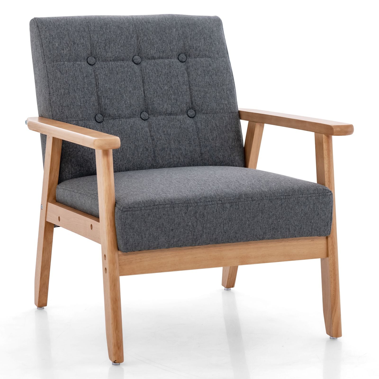 Mid-Century Modern Accent Chair with Breathable Linen Cloth