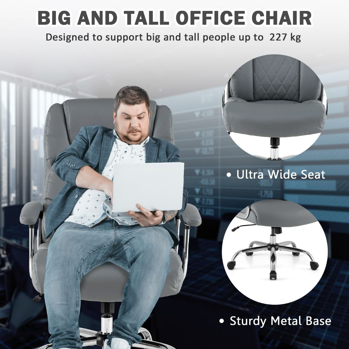Executive Leather Office Chair with Rocking Functionality and Armrests