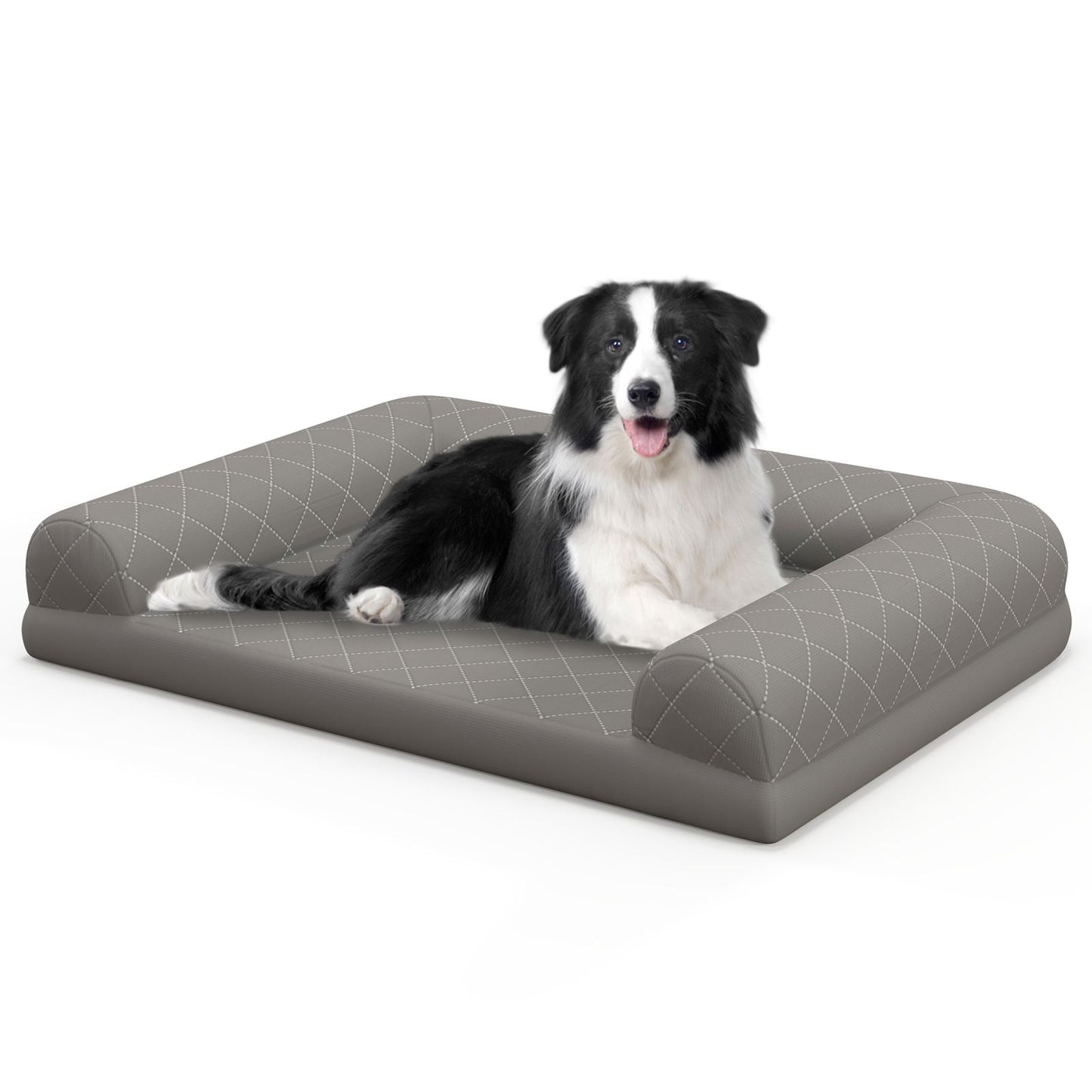 Orthopedic Egg-Foam Dog Crate Bed with Three-Sided Bolster Support