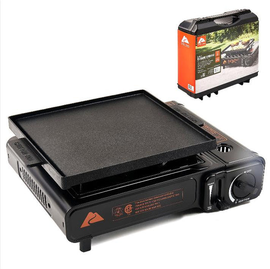 2 in 1 Butane Griddle, Piezo-Electric ignition - Lightweight, CSA Approved for Outdoor Cooking