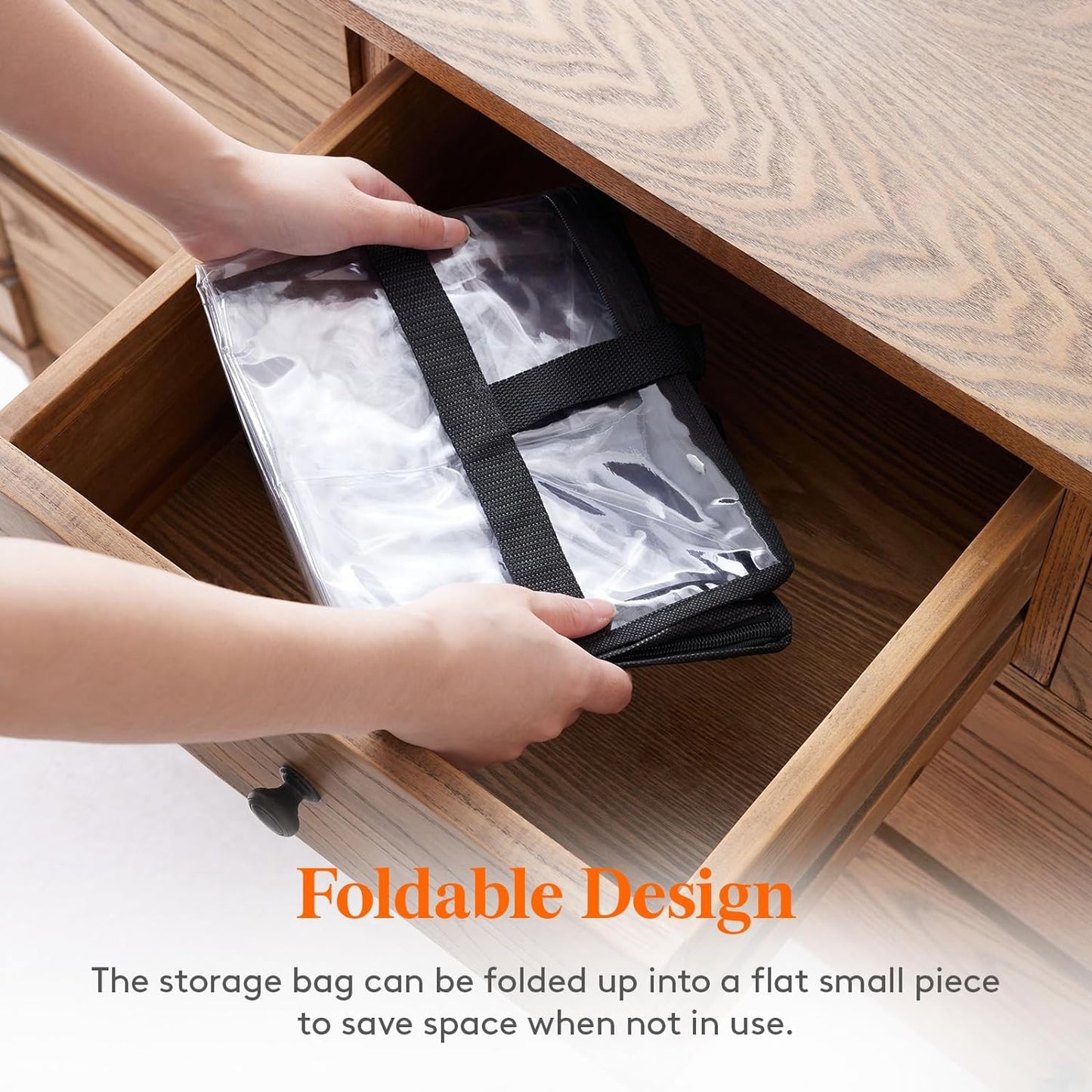 4 Pack Clear Plastic Storage Bags, 40L Foldable Clothes Storage Boxes Wardrobe